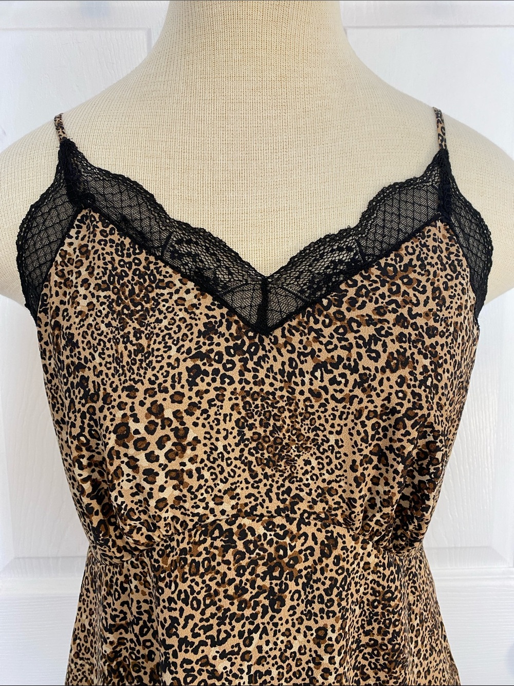 1.STATE Rebel Animal Beats Leopard Lace Trim Slip Midi Dress Size 6 NWT - Picture 5 of 16